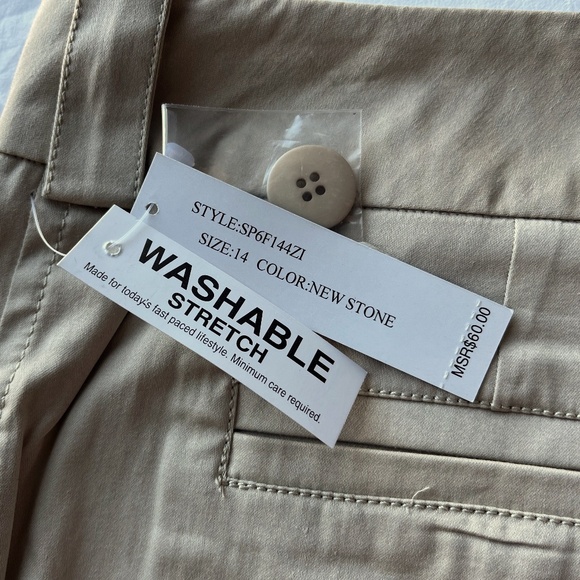 NWT Larry Levine Straight Leg Khaki Pants New Stone | Size 14 - Picture 13 of 13